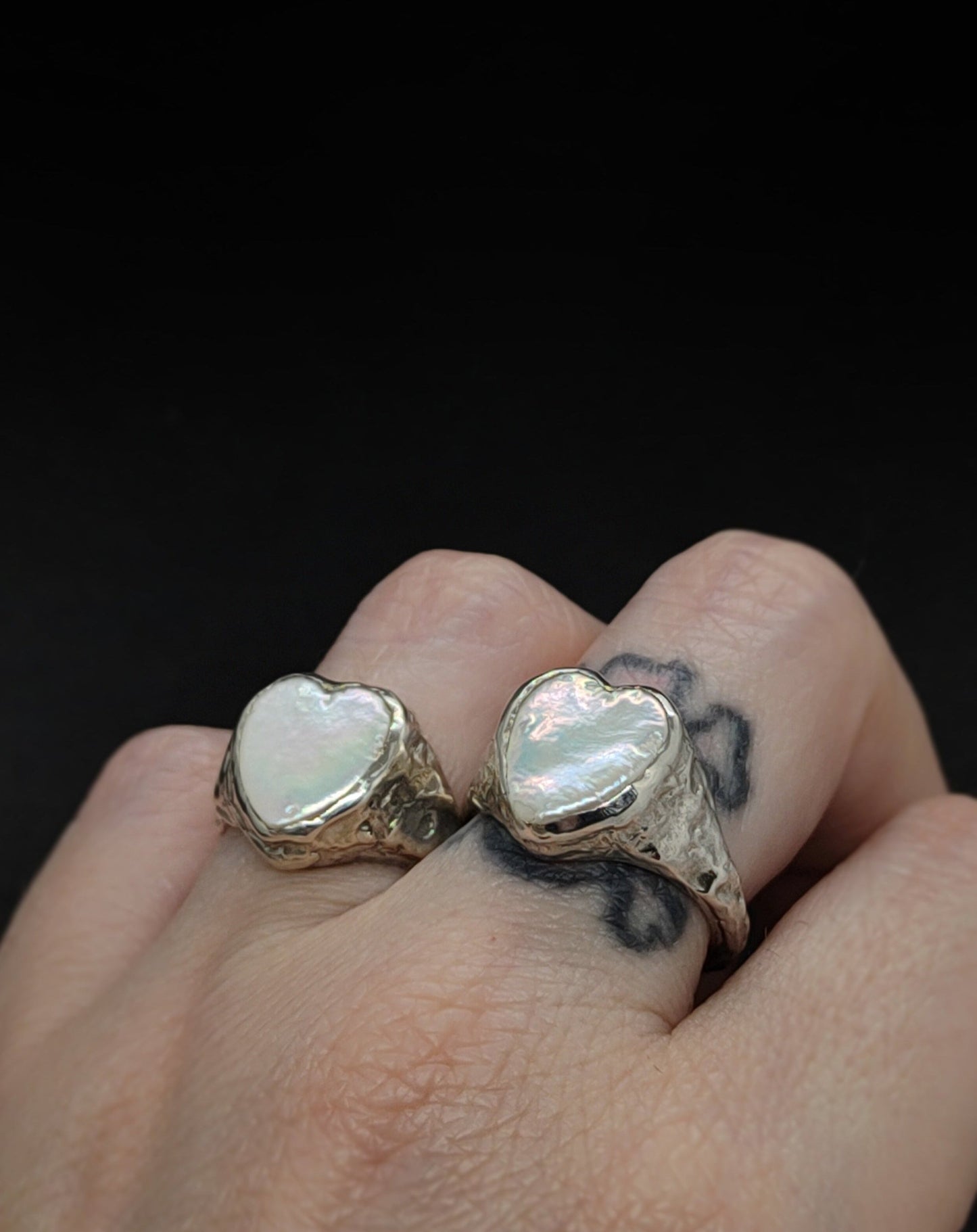 PEARL HEART RING